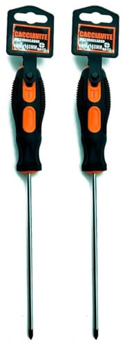 Tradineur - Pack de 2 Destornilladores Estrella 4 x 150 mm - Herramienta Manual - Bricolaje y Montaje - Punta Magnética - Acero Inoxidable.