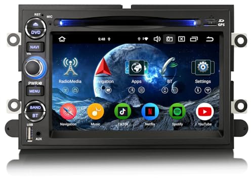 Erisin 7 Pulgadas 8-Núcleo 4GB+64GB Android 14 Radio Coche Bluetooth GPS Navegación para Ford Focus F150 F250 F350 Explorer Fusion Mustang Edge CarPlay Android Auto WiFi DSP Dab+ OBD2 CD Player FM