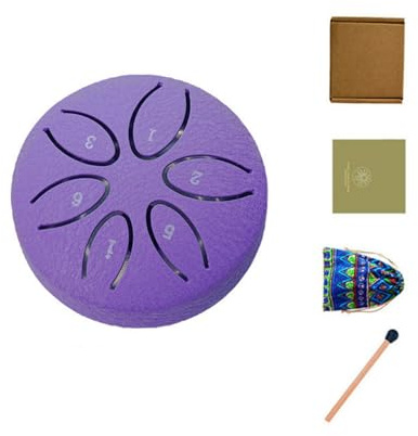 3 Zoll 6 Töne Zungentrommel, Stahlzungentrommel 6 Töne, Mini Steel Tongue Drum Regentrommel, Mit Stofftasche, Musikbuch, Schlägel, für Musikunterricht, Yoga, Meditation Superior Sound Qualität