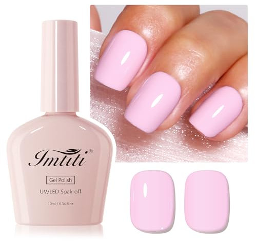 Imtiti Baby Pink Gel Nagellack, Barely Pink UV LED Gel Polish, Langanhaltend, Nail Art Maniküre Salon DIY zu Hause für Herbst und Winter (10 ML)