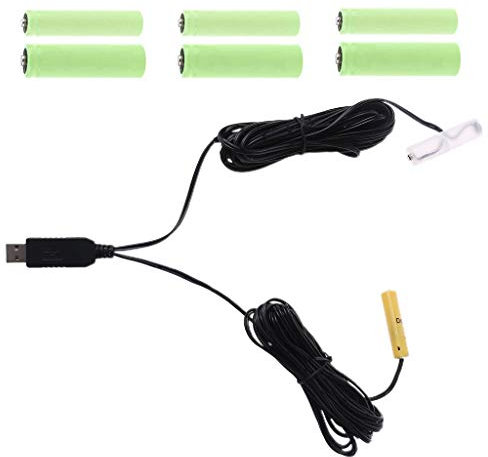 TIANQUXNGI USB 6V LR6 4 AA LR03 4 Batteria Cavo di Alimentazione USB Adatto per Radio Gamepad Giocattolo Luce LED Torcia Orologio