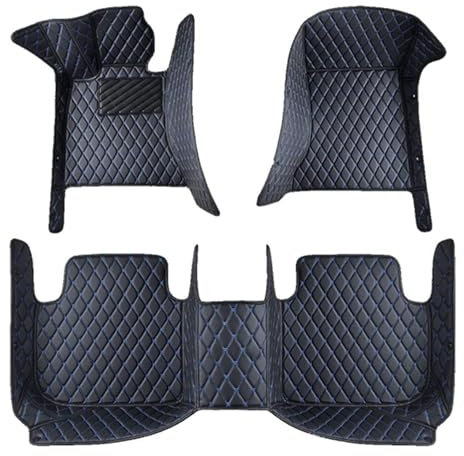 QQLADY Auto Fußmatten für KIA Sportage 2018-2019 LHD, Allwetter VollstäNdige Abdeckung Leder Teppich Set, Anti Rutsch Wasserdicht Automatten Schutz Innen Zubehör,E Black+Blue