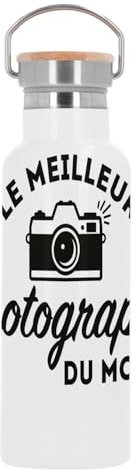 Bouteille Inox Gourde Thermo Isotherme - Le Meilleur Photographe du Monde Art Photo Artiste - 500 ml (17 oz)