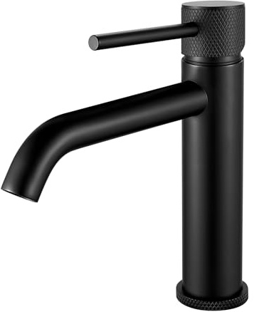 Wasserhahn Bad Waschtischarmatur Schwarz, Waschbecken Armatur Badezimmer, Einhebelmischer Mischbatterie Waschtisch Armatur, Auslaufhöhe 105mm