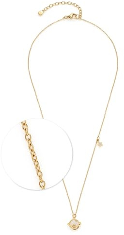 JEWELS BY LEONARDO Halskette Ciao Satellite • kurze Rundanker-Kette aus goldfarbenem Edelstahl • Perlmutt-Kugel-Anhänger mit stilisiertem Ring • 45-50 cm Länge • Schmuck Geschenk für Frauen • 024986