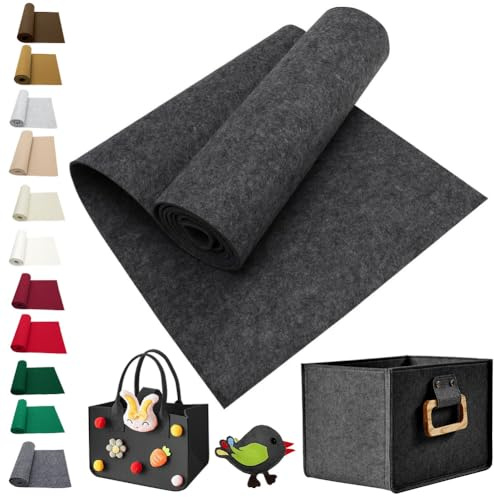 LOMUG Filzstoff Filzrolle 40cm x 250cm x 3mm Filz Meterware Dekofilz Taschenfilz Filzmatte Polyester Filz für DIY Aufbewahrungstasche Filzunterlage Patchwork Nähen Basteln Kinder Handwerk Dekoration