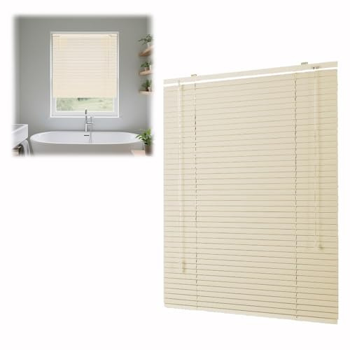 Persiana Veneciana de Aluminio Personalizables 50 70 80 95 105 130 155 165cm Cortinas Salon Opacas Persiana de Aluminio Horizontales Estores Opaco con Lamas De 25mm para Dormitorio(Beige)