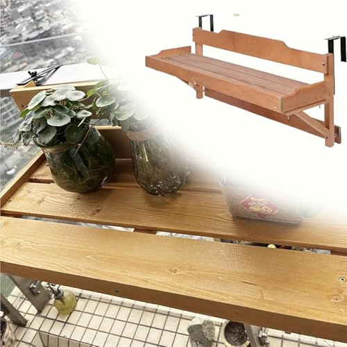 Genérico Madera Maciza Mesa Colgante Balcon Escritorio con Barandilla Ajustable para Exteriores/Mesa Colgante De Madera Maciza, Escritorio con Barandilla para Balcón No Plegable(L 24in/60cm)