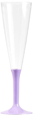 Flauti da champagne riutilizzabili in PVC, 20 cm, piedi staccabili colorati, set di 10, traslucidi e lucidi, adatti per lavastoviglie, 12 colori disponibili, decorazione per feste e matrimoni (Parma)