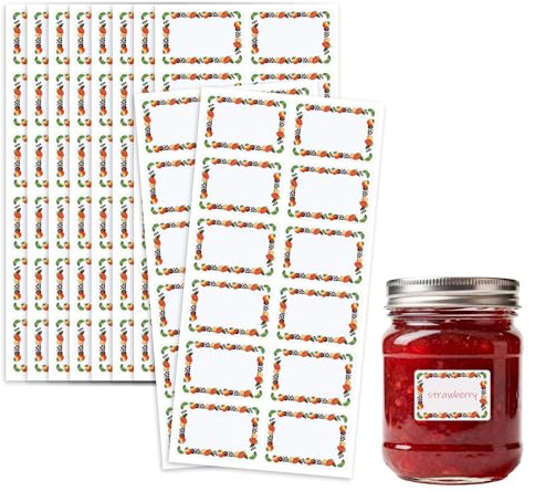 Jam Jar Labels, 120Pcs Jam Labels for Jars Self Adhesive Easy Peel Food Label with Easy Write Surface Waterproof Freezer Chutney Label for Kitchen Food Bottle Preserves Containers, 45 x 67mm