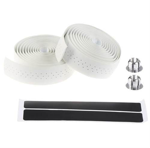 DFGBAPKBL Kabelbinder aus Edelstahl Fahrrad Lenker Band Rennrad PU Leder Perforierte Gürtel Atmungsaktive Weiche(White)