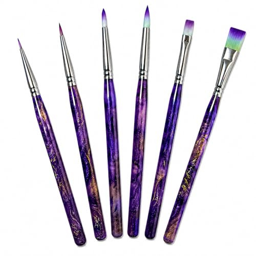 ARTGOTO 6er Malen nach Zahlen Erwachsene Pinselset Acrylfarben,Premium Feine Detail Acryl Rund und Flach Pinsel Set für Aquarellpinsel,Gouache,Ölgemälde,Wasserfarben,Modellbau,Miniatur