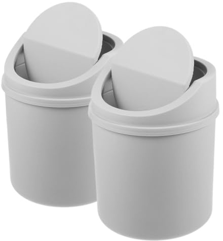 KICHOUSE 2 Pezzi Contenitore Spazzatura da Tavolo in Pp Coperchio, Leggero e Antiodore, Mini Cestino per Ufficio, Camera da Letto e Soggiorno