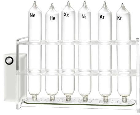 DOJBK 5/6/10 Tubos De Vidrio para Gases Raros, Juego De Tubos Luminosos De Gases Nobles Al 99,999%, Incluye He, Ne, Ar, Kr, Xe, N2, O2, H₂, CO2, Aire, para Coleccionismo, Exhibición, Enseñanza