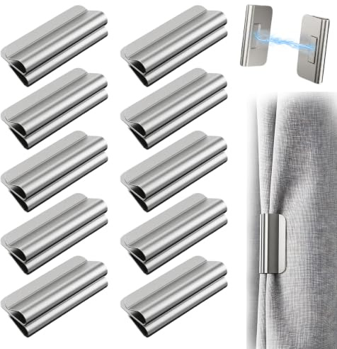 Crunier 10 Paia di Clip Magnetiche per Tende,Fermatende Magnetici | Clip di Chiusura Magnetiche per Tende,Ganci Magnetici per Tende per Finestre di Camere da Letto e Soggiorni