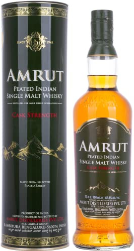 AMRUT - Peated Cask Strength - Whisky Single Malt - 62,8% Alcool - Origine : Inde - Notes d'épices & Poivre - A déguster pur - 70 cl