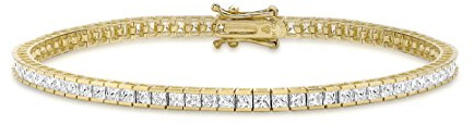 CARISSIMA Damen 9k (375) Gelbgold 2mm Quadratisch Channel Set Cubic Zirkonia Tennis Kettenarmband 19 cm/7.5zoll 1.25.4662