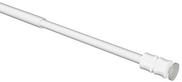 Flairdeco Klemmstange / Scheibenstange mit Gummistopfen, Metall-Kunststoff, Weiß, ausdrehbar 60-90 cm