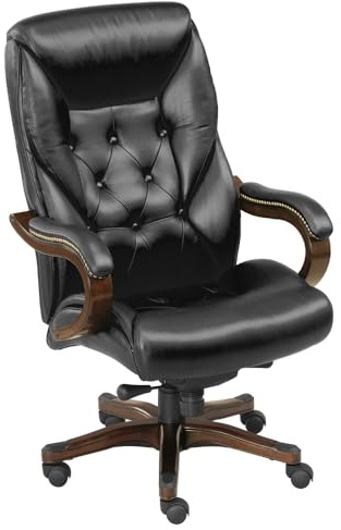 NBF Kingston Standard Executive Office Chair Desk Chair - Ergonomic Chairs with Adjustable Gas Lift and Tilt - Modern Office Chair with Dual Wheel Casters - Faux Leather Chair (Black, Mahogany)