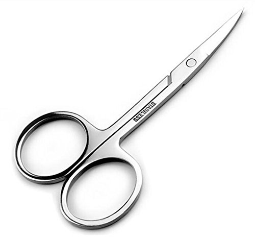 Small Eyebrow Scissors All Purpose - FEITA Mini Women's Grooming Metal Steel Curved Cutting Scissors for Brow, Lash, Nose Hair, Mustache, Nail, Craft
