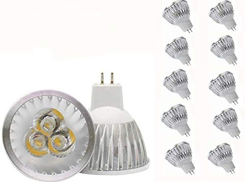 MR16 LED Bulbs MR16 3W LED Warm White Light Bulbs GU5.3 MR16 LED Bulbs 12V 3W LED Spotlight Bulbs for for Landscape Recessed Track Lighting,20W Halogen Equivalent,Pack of 10