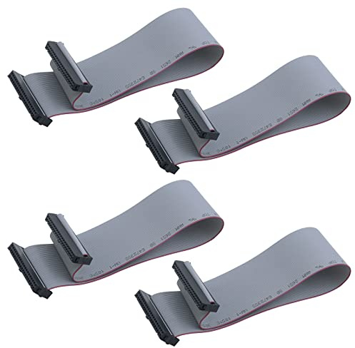 Antrader 4 Pieces 2.54 mm Pitch 40 Pin F/F IDC Flat Ribbon Cable Connector Dual Row Data Cable 30cm