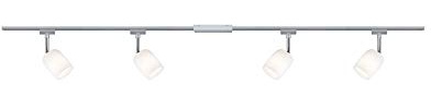 Paulmann 96898 Juego URail sistema de raíles Blossom máx. 4x10 vatios, raíl de iluminación, cromo mate, cromo, satinado, lámpara de techo, metal, plástico, riel de techo G9