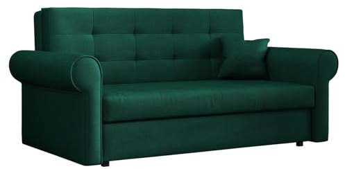 Mirjan24 Schlafsofa Viva Silver III mit Bettkasten, Bettsofa mit abgerundete Armlehnen, 3 Sitzer Polstersofa mit Schlaffunktion, Sofagarnitur inkl. Kissen, Sofa, Wohnlandschaft (Kronos 19)