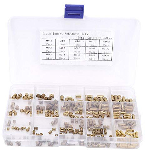 250 Stück/Stellmutter-M2 M3 M-4 Rändeleinsatzmutter Messingeinsatzmutter Rändelmutter (3MM 4MM 6MM 8MM 10MM 12MM)