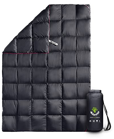 4 monster dunfilt lätt, kompakt utomhus campingfilt supervarm, vattentät packningsbar filt för resor, picknick, camping, vandring (grill svart, M: (137 x 203 cm)