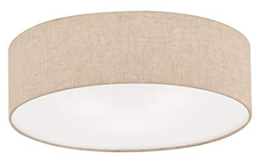Fischer & Honsel Große Deckenleuchte THOR mit Lampenschirm Leinen Beige, Ø 60cm, Sandfarben