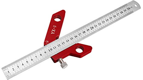 DDWT YX-3 Center Finder Woodworking Square Center Scribe 45 90 Degrees Angle Line Scriber Marking Tools Metric and Inch Ruler Magnetic Wood Measuring Scribe Tool