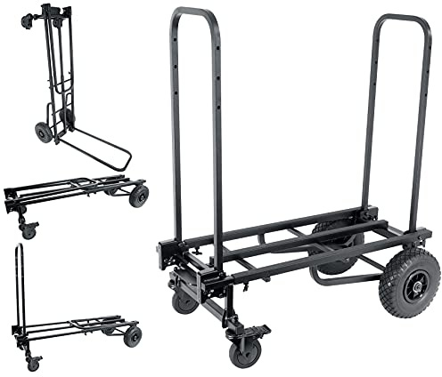 Rockville Rock Cart Pro 700 LB Capacity DJ Equipment Transport Roller Cart, Expandable Design, Smooth-Rolling Wheels, Folds Flat, for Mobile DJs and Event Professionals