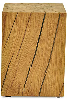 ms factory Holzblock Eiche Massiv - Handgefertigter Holzklotz - Rustikale Holzsäule - Beistelltisch Hocker Dekosäule - 30 x 30 x 45 cm
