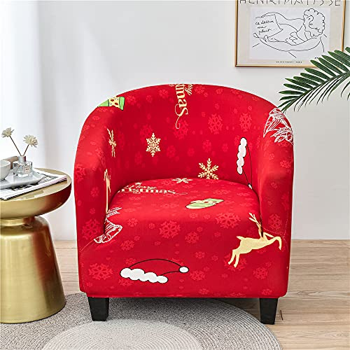 Highdi Sesselschoner Sesselüberwurf mit Elastisch Stretch Husse, Club Chair Einsitzer Schonbezug Sofabezug mit hoher Dehnung Sessel für Clubsessel Loungesessel Cocktailsessel (Weihnachten)