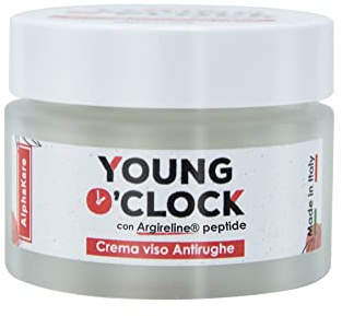 AlphaKare Young O’Clock - Crema Antirughe Effetto Immediato con Argireline® (2%) Acido Ialuronico Burro di Karité Olio di Jojoba - Made in Italy - Idratante Nutriente Illuminante Antiage