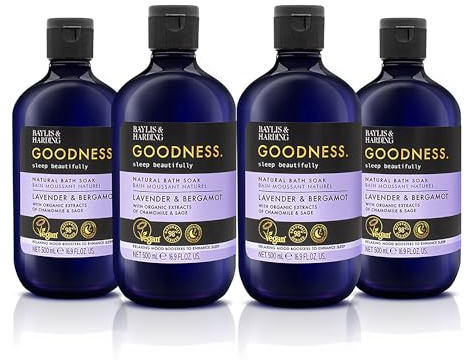 Baylis & Harding Goodness Sleep Lavender & Bergamot Sleep Bath Soak, 500ml (Pack of 4) - Vegan Friendly