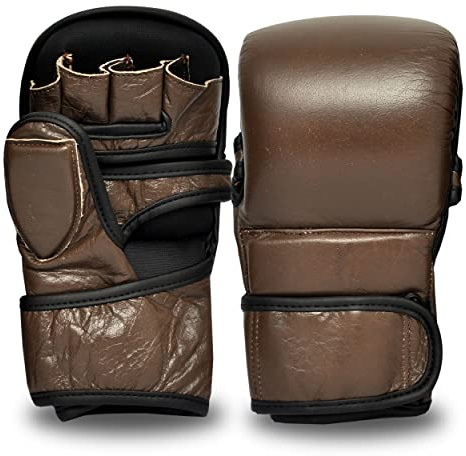PFG Brown Vintage MMA Sparring Gloves - Genuine Leather for Sparring (S/M) PFG135 Vintage PFG135