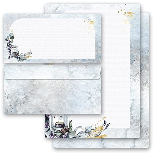 Motivpapier Briefpapier Sets Briefpapier mit Umschlag, WINDLICHT 50 Blatt Briefpapier + 50 passende Briefumschläge DIN LANG ohne Fenster