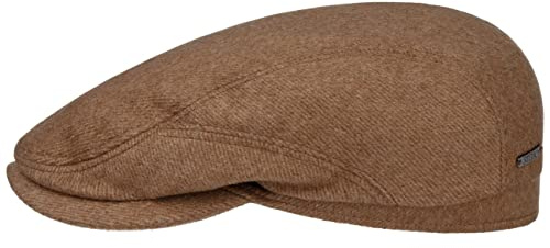 Stetson Cashmere Driver Flatcap Einfarbige Schiebermütze Made in Germany Unisex Herbst Winter Hellbraun 59 cm