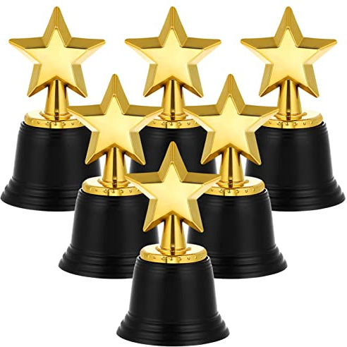Toddmomy Lot De 6 Trophées Étoile En Plastique Mini Trophées Récompenses Pour Enfants Jeux Et Fêtes Accessoires 4.80 X 2.83 X 2.83 Pouces