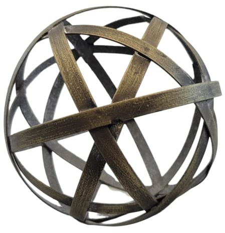 Audrey's Woven 4 inch Brass Decorative Orb Metal Decor Balls Accent Bowl Spheres Art