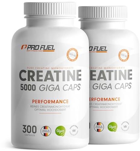 Creatin Kapseln 600 Giga Caps - 3410mg Creatin-Monohydrat - hochdosierte Kreatin-Kapseln mit 1137mg Kreatin Monohydrat pro Kapsel - laborgeprüfte Kreatin-Monohydrat Kapseln - 100% vegan - 2x300