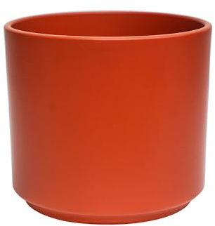Ivyline Prague Planter in Cayenne with Waterproof Exterior and Cylindrical Shape - Matte Finished Flower Pot - Modern Home Decoration - H14.5 x D16 cm