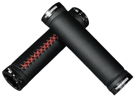 Fahrradgriffe Faser Leder Fahrrad Lenker Griffe City Bike Roller MTB Abdeckung Griff Bar End rutschfeste Aluminium Schloss Fahrradgriffe Ergonomisch (Color : TRK01 Red)