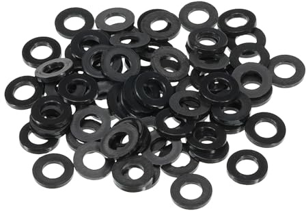 PATIKIL M6 Arandela Plana de Nylon, 60pcs Arandela Plana de Plástico Redondo Juntas Toricas Sellado Espaciador para Tubería Manguera Sujetador Perno, 6x12x1.5mm (ID*OD*Gorsor), Negro