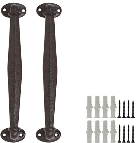 Woodside Cast Iron Heavy Duty Door Handles, Vintage Cupboard & Drawer Pull for Home & Garden Furniture, Pack of 2