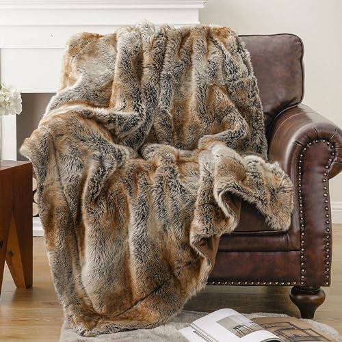 SUNMME Kunstfell Decke Tagesdecke,Extra weiche und angenehm wärmende Felldecke,Decke Sofa Kuscheldecke,Toller Felloptik,Warm Winter Weich