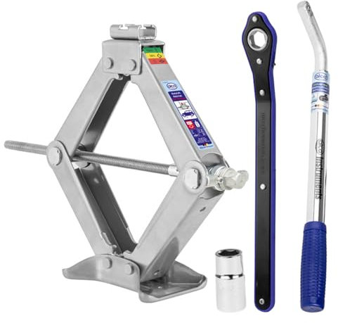 alca Car Scissor Jack Kit | Lifting Jack for Car 1 Ton Tyre Change Kit | Hatchback Saloon Speed Ratchet Lug Wrench Set 436500+ (L Wrench 17/19mm KIT)