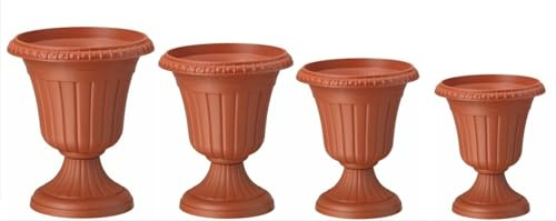 pokm toolsmarket - ⌀37cm Pflanzkübel Pflanzpokal, dekorative Amphore, Pflanzgefäß Schale Vase Topf, Farbe Terrakota, Blumentopf Milano No. V